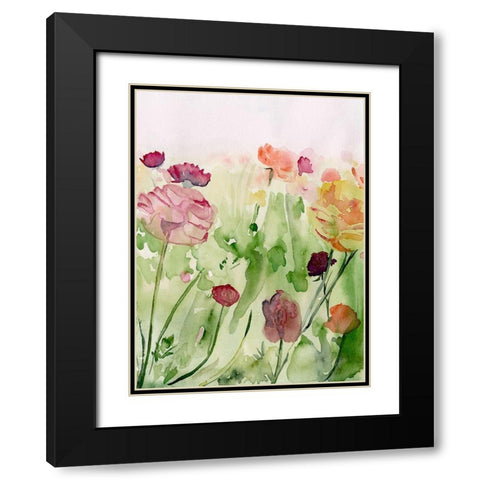 Among the Watercolor Wildflowers II Black Modern Wood Framed Art Print with Double Matting by Parker, Jennifer Paxton