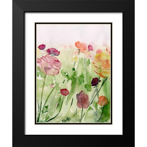Among the Watercolor Wildflowers II Black Modern Wood Framed Art Print with Double Matting by Parker, Jennifer Paxton