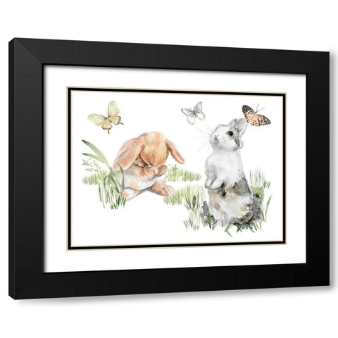 English Bunnies I Black Modern Wood Framed Art Print with Double Matting by Parker, Jennifer Paxton