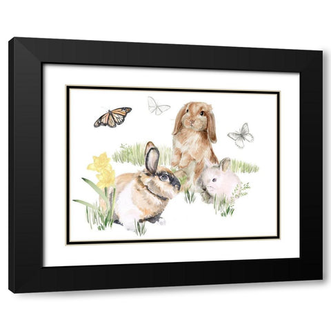 English Bunnies II Black Modern Wood Framed Art Print with Double Matting by Parker, Jennifer Paxton