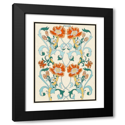 Nouveau Floral Pattern I Black Modern Wood Framed Art Print with Double Matting by McCavitt, Naomi