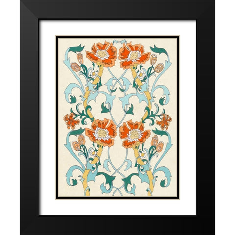Nouveau Floral Pattern I Black Modern Wood Framed Art Print with Double Matting by McCavitt, Naomi