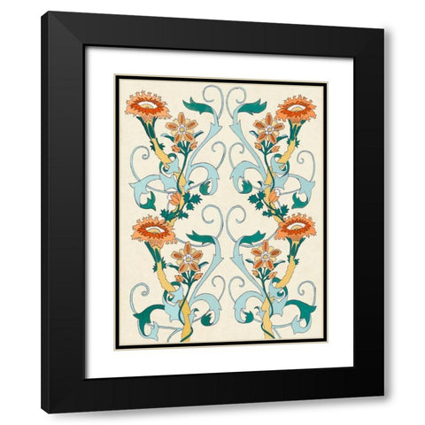 Nouveau Floral Pattern II Black Modern Wood Framed Art Print with Double Matting by McCavitt, Naomi