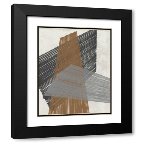 Triangle Stripes II Black Modern Wood Framed Art Print with Double Matting by Goldberger, Jennifer