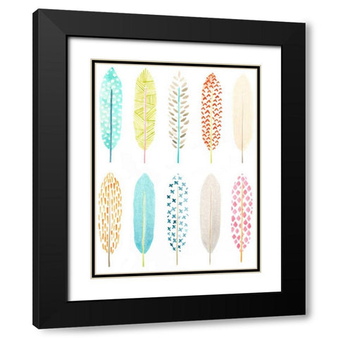 Feather Patterns I Black Modern Wood Framed Art Print with Double Matting by Vess, June Erica