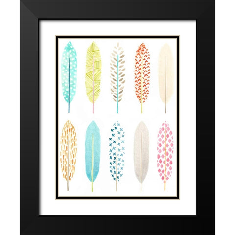 Feather Patterns I Black Modern Wood Framed Art Print with Double Matting by Vess, June Erica