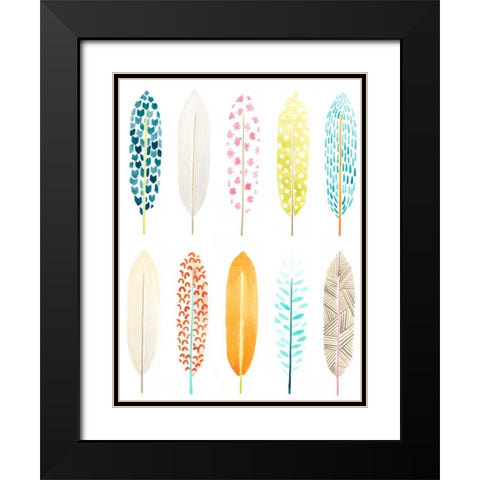 Feather Patterns II Black Modern Wood Framed Art Print with Double Matting by Vess, June Erica