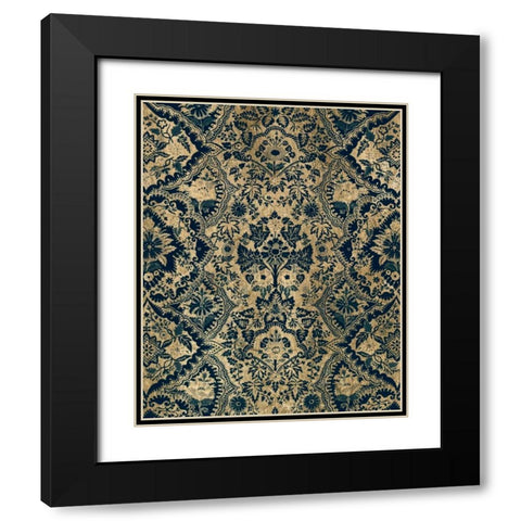 Baroque Tapestry in Aged Indigo I Black Modern Wood Framed Art Print with Double Matting by Vision Studio