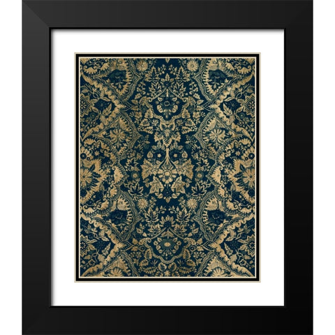 Baroque Tapestry in Aged Indigo II Black Modern Wood Framed Art Print with Double Matting by Vision Studio
