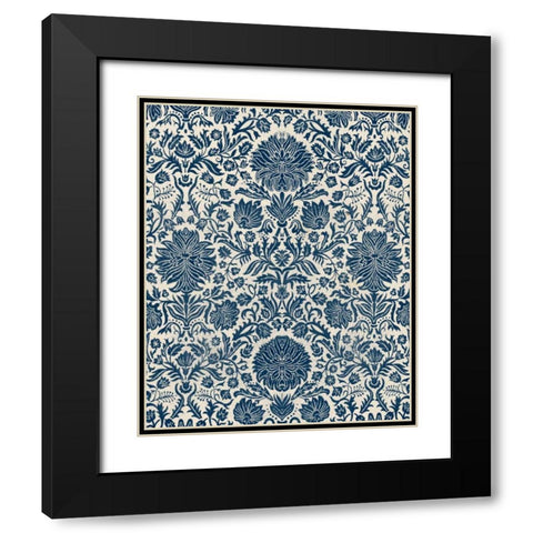 Baroque Tapestry in Navy I Black Modern Wood Framed Art Print with Double Matting by Vision Studio
