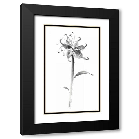 Ink Tiger Lily Black Modern Wood Framed Art Print with Double Matting by Rae, Nan
