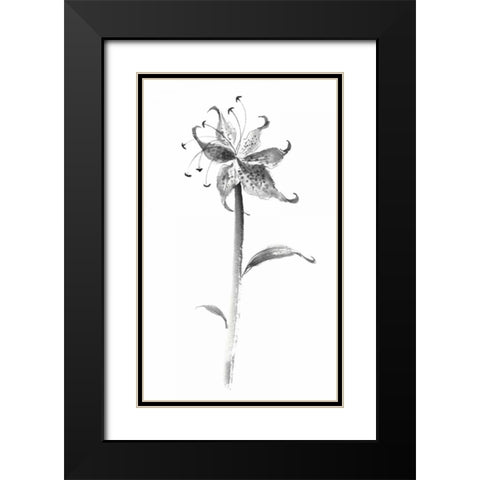 Ink Tiger Lily Black Modern Wood Framed Art Print with Double Matting by Rae, Nan