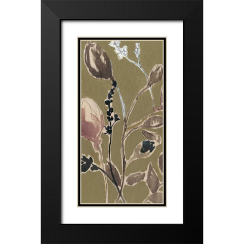 Mauve on Olive I Black Modern Wood Framed Art Print with Double Matting by Goldberger, Jennifer