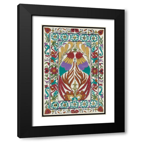 Batik Embroidery IV Black Modern Wood Framed Art Print with Double Matting by Zarris, Chariklia