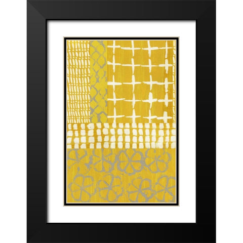 Golden Blockprint I Black Modern Wood Framed Art Print with Double Matting by Zarris, Chariklia