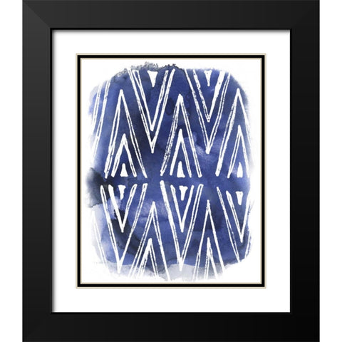 Indigo Batik Vignette II Black Modern Wood Framed Art Print with Double Matting by Vess, June Erica