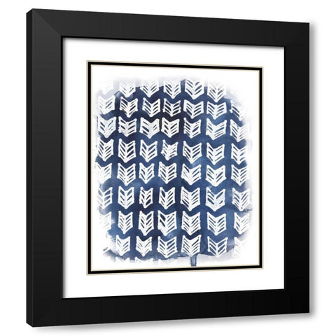 Indigo Batik Vignette IV Black Modern Wood Framed Art Print with Double Matting by Vess, June Erica