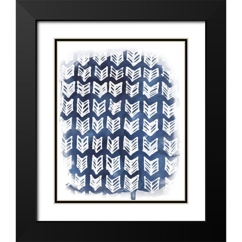 Indigo Batik Vignette IV Black Modern Wood Framed Art Print with Double Matting by Vess, June Erica