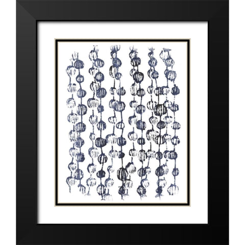 Indigo Batik Vignette V Black Modern Wood Framed Art Print with Double Matting by Vess, June Erica
