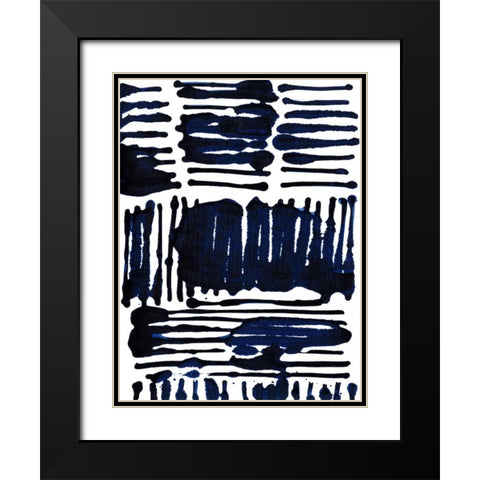 Indigo Stripes I Black Modern Wood Framed Art Print with Double Matting by Fuchs, Jodi