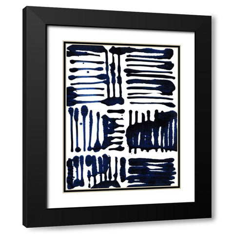 Indigo Stripes II Black Modern Wood Framed Art Print with Double Matting by Fuchs, Jodi