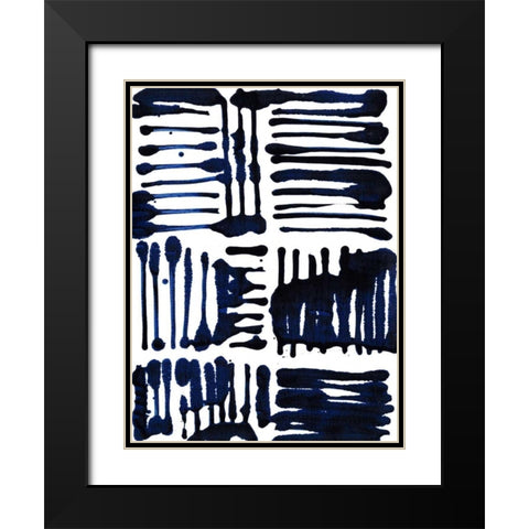Indigo Stripes II Black Modern Wood Framed Art Print with Double Matting by Fuchs, Jodi