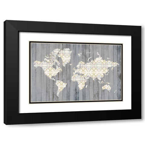 Flower Map I Black Modern Wood Framed Art Print with Double Matting by Goldberger, Jennifer