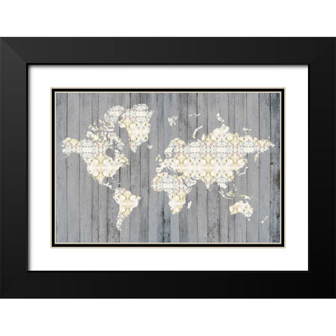 Flower Map I Black Modern Wood Framed Art Print with Double Matting by Goldberger, Jennifer