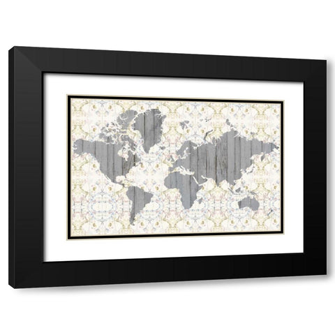 Flower Map III Black Modern Wood Framed Art Print with Double Matting by Goldberger, Jennifer