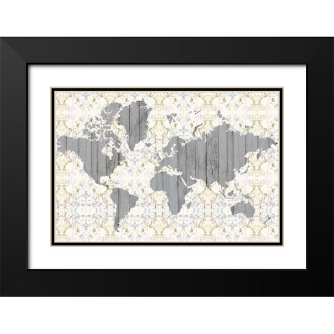 Flower Map III Black Modern Wood Framed Art Print with Double Matting by Goldberger, Jennifer
