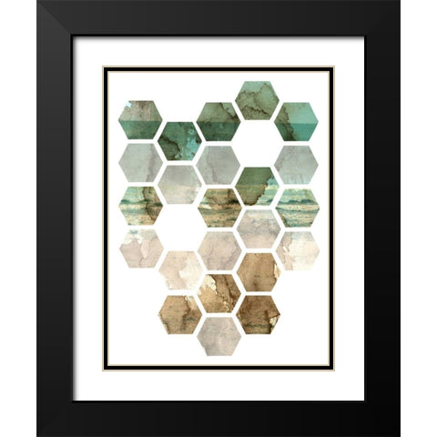 Hexocollage I Black Modern Wood Framed Art Print with Double Matting by Ilosky, Pam