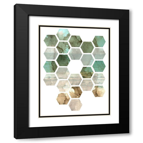 Hexocollage II Black Modern Wood Framed Art Print with Double Matting by Ilosky, Pam