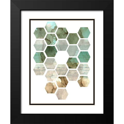 Hexocollage II Black Modern Wood Framed Art Print with Double Matting by Ilosky, Pam