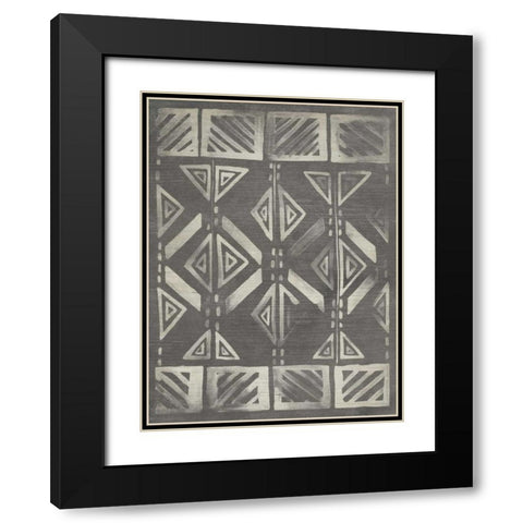 Mudcloth Patterns III Black Modern Wood Framed Art Print with Double Matting by Vess, June Erica