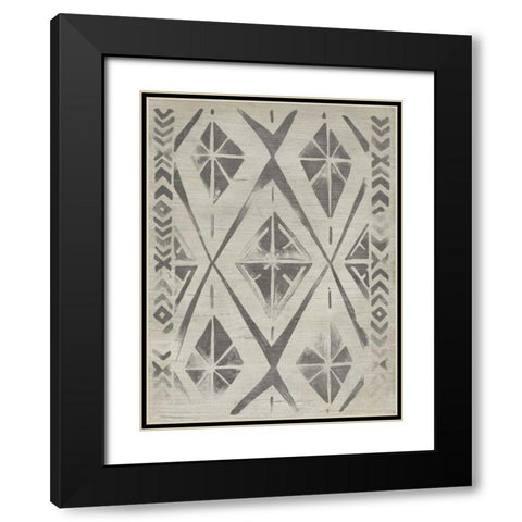 Mudcloth Patterns V Black Modern Wood Framed Art Print with Double Matting by Vess, June Erica