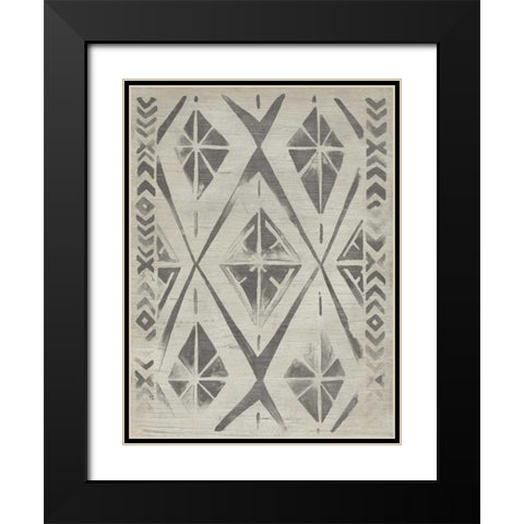 Mudcloth Patterns V Black Modern Wood Framed Art Print with Double Matting by Vess, June Erica