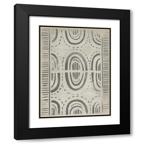 Mudcloth Patterns VI Black Modern Wood Framed Art Print with Double Matting by Vess, June Erica