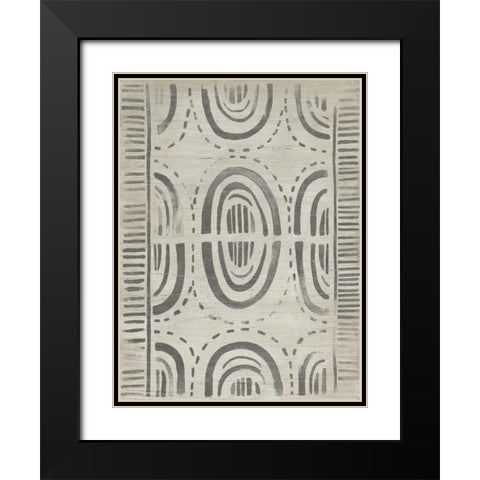 Mudcloth Patterns VI Black Modern Wood Framed Art Print with Double Matting by Vess, June Erica
