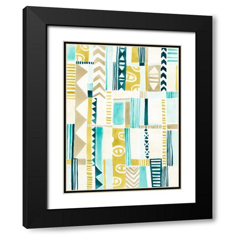 Tribal Patchwork I Black Modern Wood Framed Art Print with Double Matting by Vess, June Erica