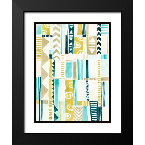 Tribal Patchwork I Black Modern Wood Framed Art Print with Double Matting by Vess, June Erica