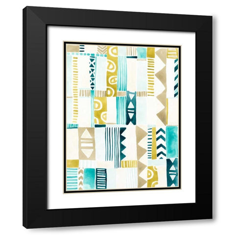 Tribal Patchwork II Black Modern Wood Framed Art Print with Double Matting by Vess, June Erica