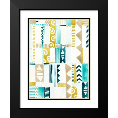 Tribal Patchwork II Black Modern Wood Framed Art Print with Double Matting by Vess, June Erica