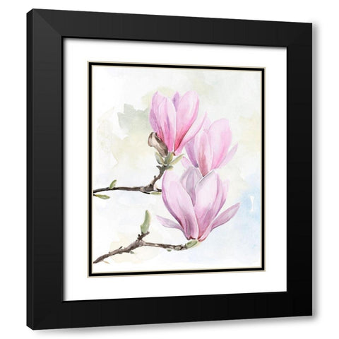 Magnolia Blooms I Black Modern Wood Framed Art Print with Double Matting by Parker, Jennifer Paxton