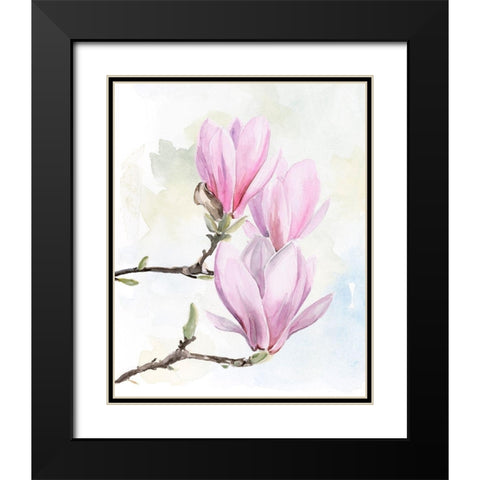 Magnolia Blooms I Black Modern Wood Framed Art Print with Double Matting by Parker, Jennifer Paxton