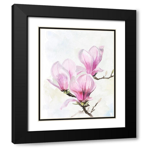 Magnolia Blooms II Black Modern Wood Framed Art Print with Double Matting by Parker, Jennifer Paxton