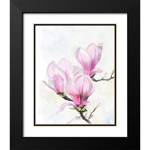 Magnolia Blooms II Black Modern Wood Framed Art Print with Double Matting by Parker, Jennifer Paxton