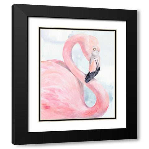 Pink Flamingo Portrait I Black Modern Wood Framed Art Print with Double Matting by Parker, Jennifer Paxton