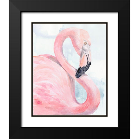 Pink Flamingo Portrait I Black Modern Wood Framed Art Print with Double Matting by Parker, Jennifer Paxton