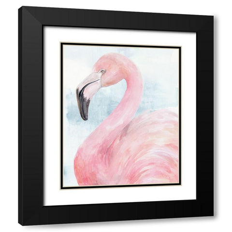 Pink Flamingo Portrait II Black Modern Wood Framed Art Print with Double Matting by Parker, Jennifer Paxton