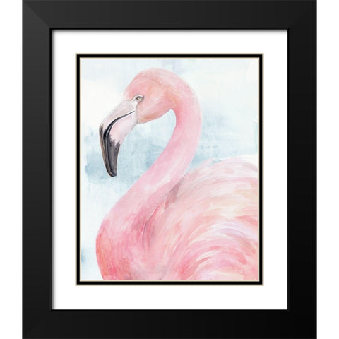 Pink Flamingo Portrait II Black Modern Wood Framed Art Print with Double Matting by Parker, Jennifer Paxton
